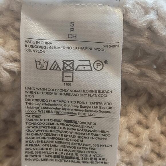 Banana Republic Fisherman Cable Knit Sweater Merino Wool Classic Tan Beige Small - Picture 12 of 14